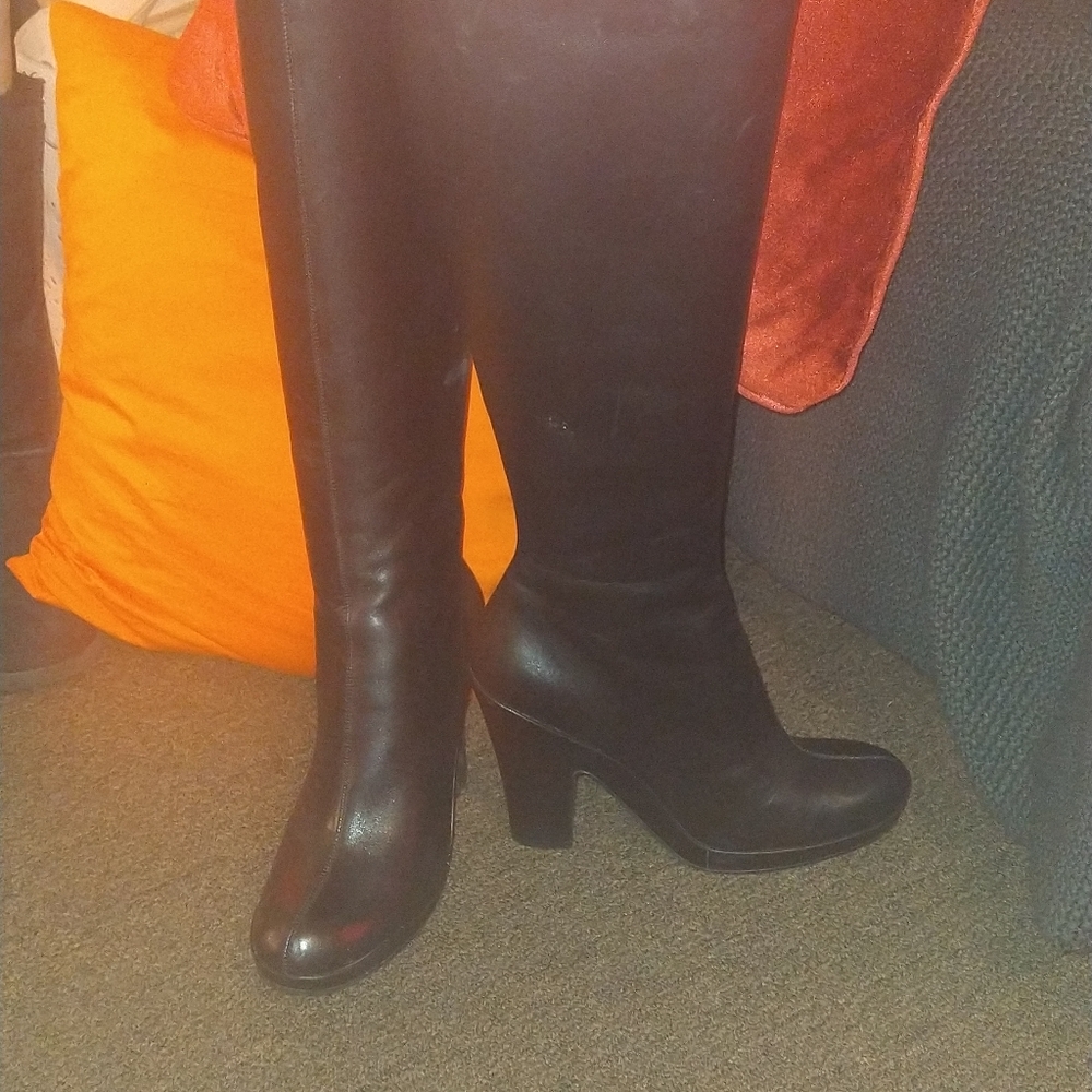 The women's black high heel boot all leather upper Aerosoles brand.